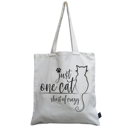 One cat short of crazy canvas bag