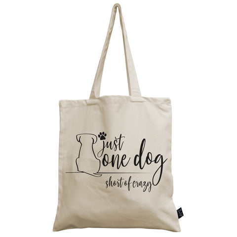 One dog short of crazy canvas bag
