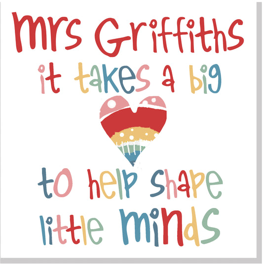 Personalised Teacher square card
