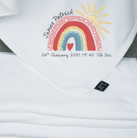 Personalised Rainbow  Baby Blanket