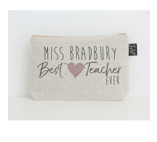 Personalised Best Teacher small make up bag