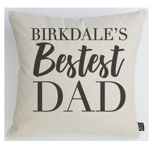 Personalised Bestest Dad City cushion
