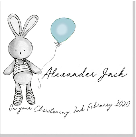 Personalised Christening Bunny card