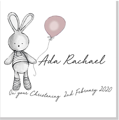 Personalised Christening Bunny card