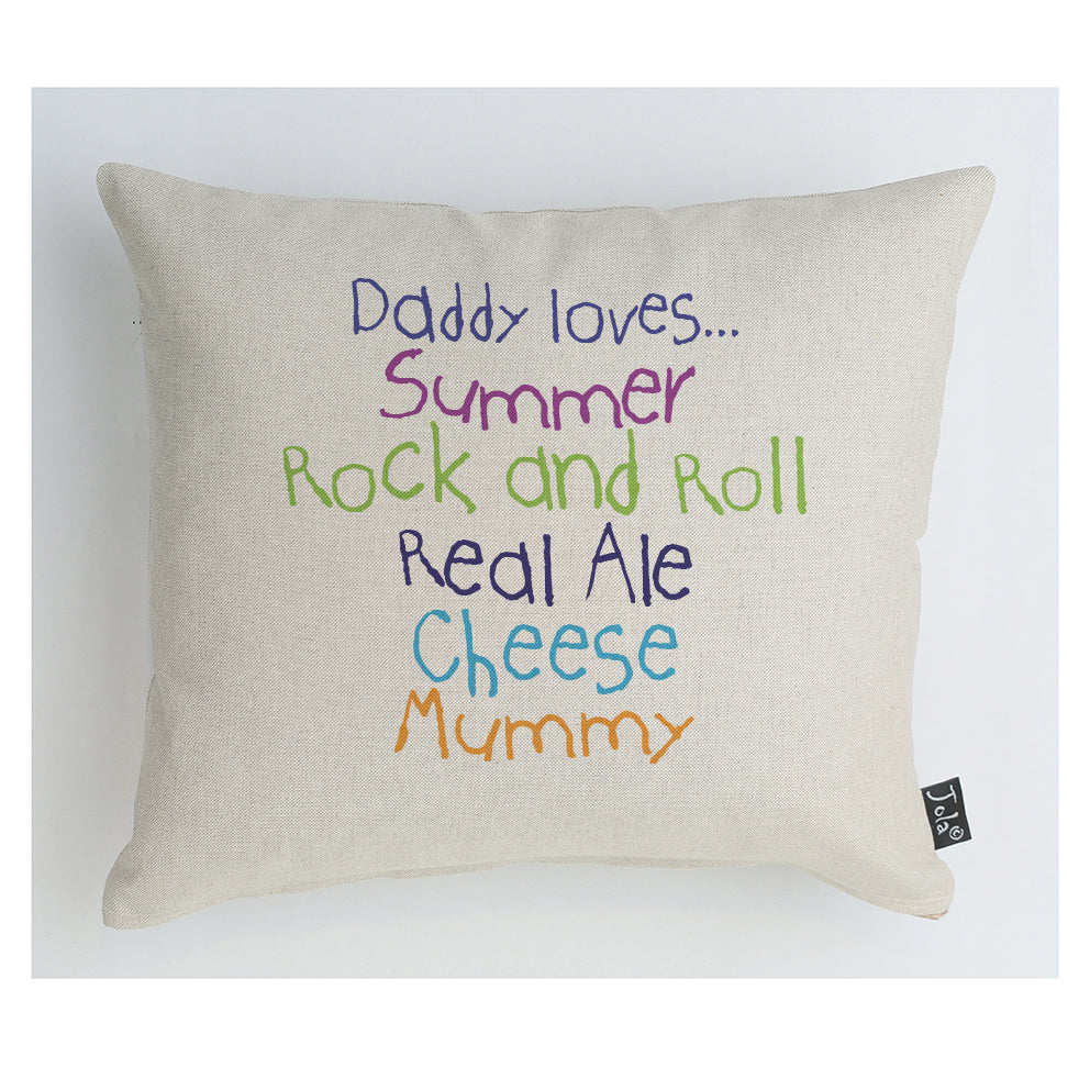 Personalised Daddy Loves cushion