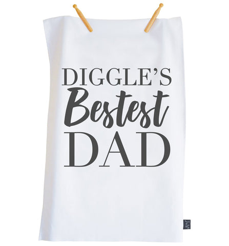 Personalised Bestest Dad City Tea Towel