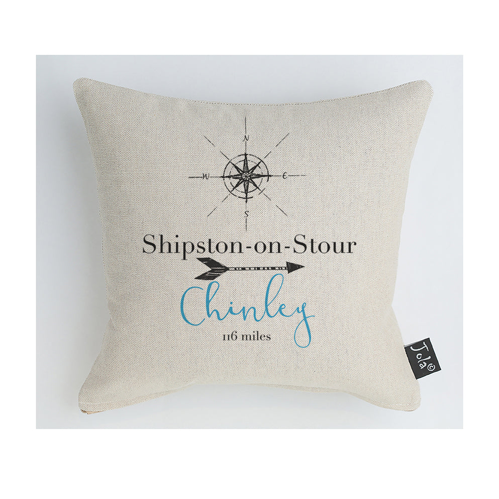 Personalised Compass Mileage Cushion