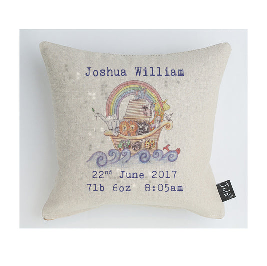 Personalised Noah's Ark Baby Cushion - Jola Designs