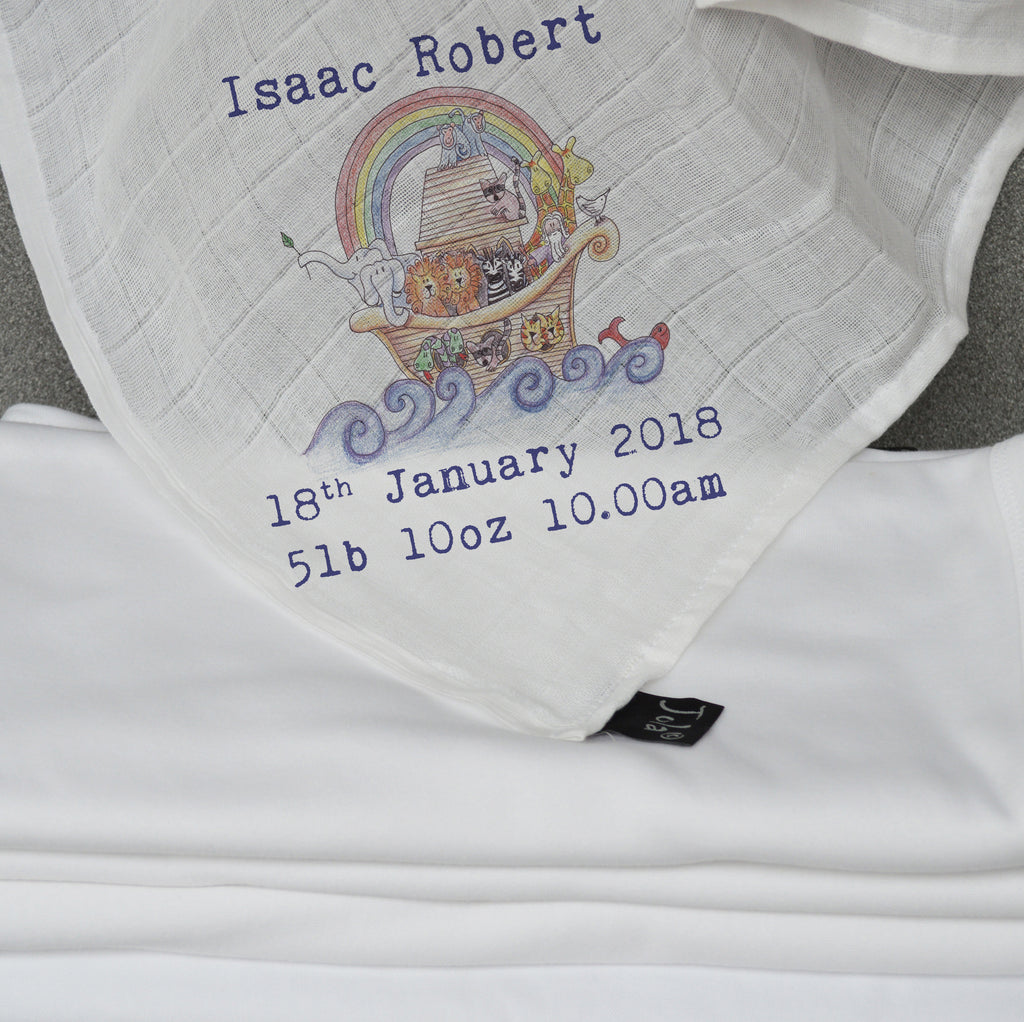 Personalised Noah's Ark Muslin Square