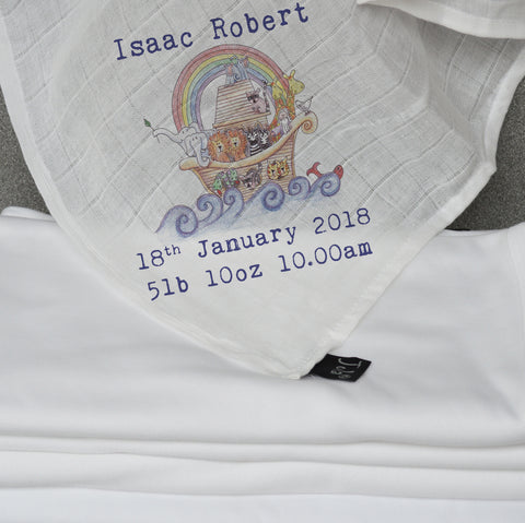 Personalised Noah's Ark Muslin Square