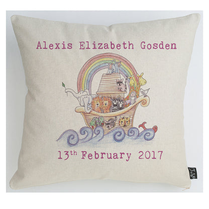 Personalised Noah's Ark Baby Cushion - Jola Designs
