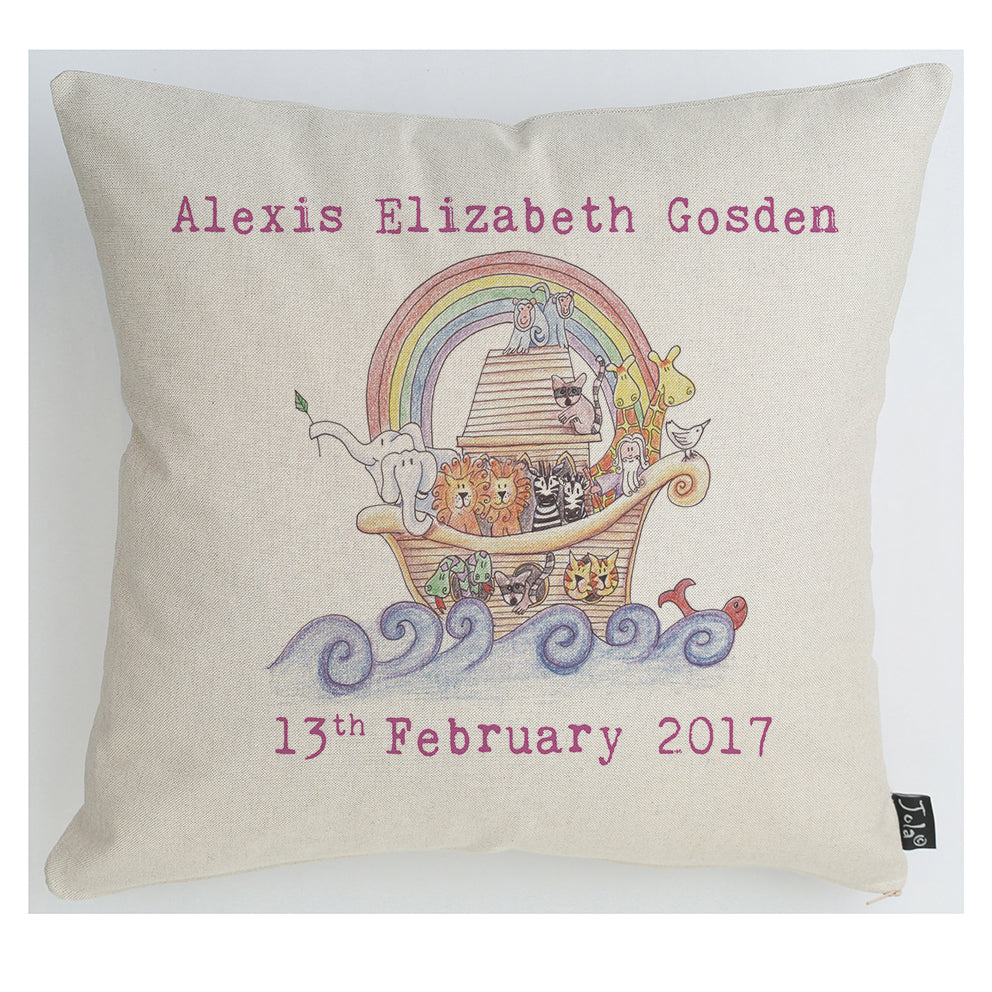 Personalised Noah's Ark Baby Cushion