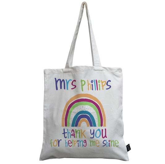 Personalised Rainbow Teacher canvas bag