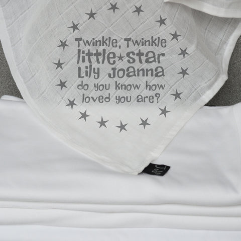 Personalised Twinkle Baby Muslin Square