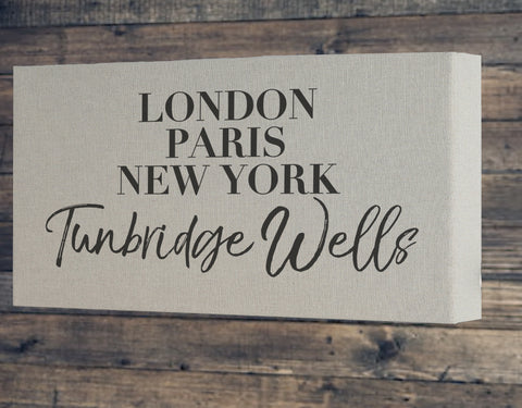 Personalised City Long canvas frame