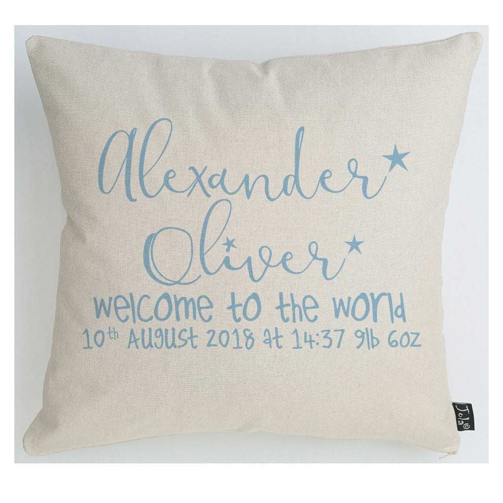 Personalised welcome to the world Baby Cushion