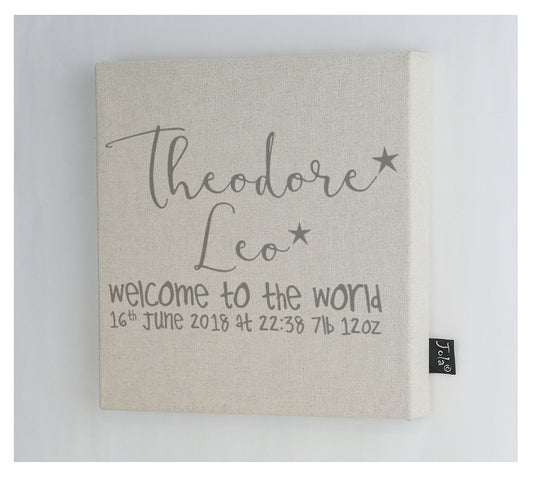 Personalised welcome to the world Baby canvas frame