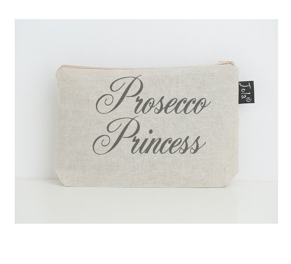 Prosecco princess small makeup bag - Jola Designs