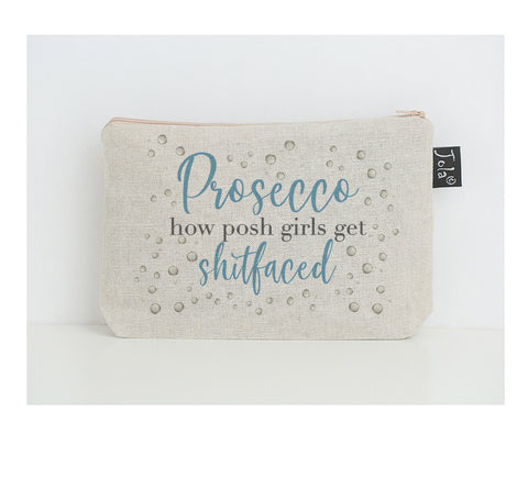 Prosecco shitfaced small make up bag