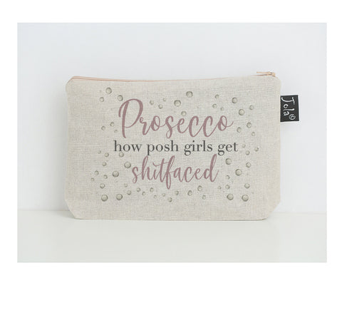 Prosecco shitfaced small make up bag