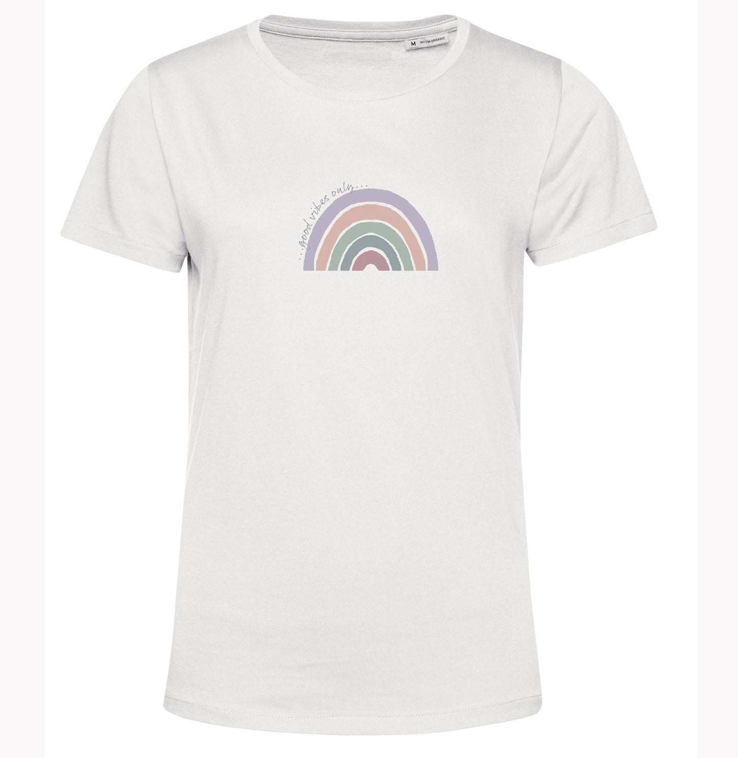 Organic Cotton T Shirt Rainbow Good Vibes