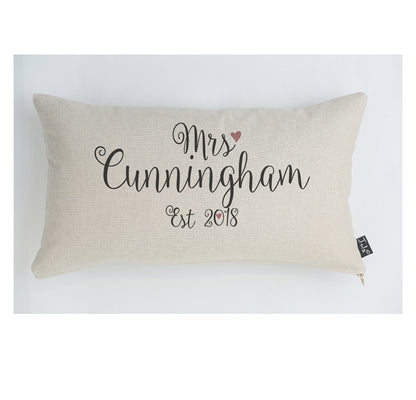 Personalised Foxwells Mrs cushion