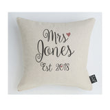 Personalised Foxwells Mrs cushion