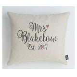 Personalised Foxwells Mrs cushion