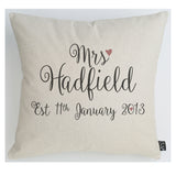Personalised Foxwells Mrs cushion