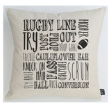 Rugby words cushion