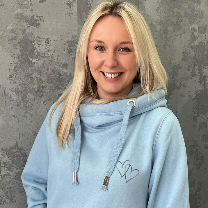 Linked Hearts Blue Cotton Urban Hoodie