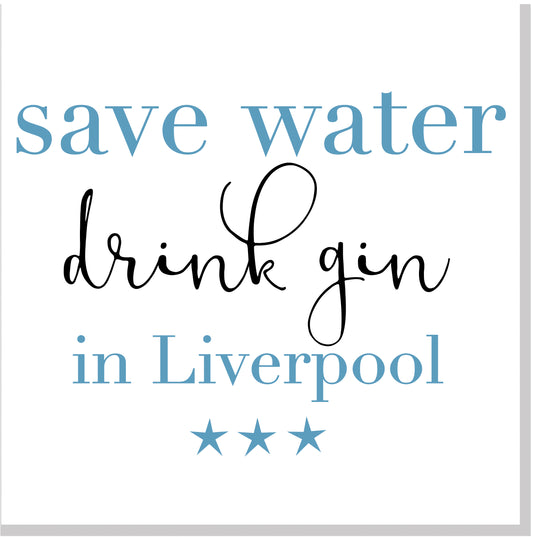 Personalised Save water Drink Gin City square card