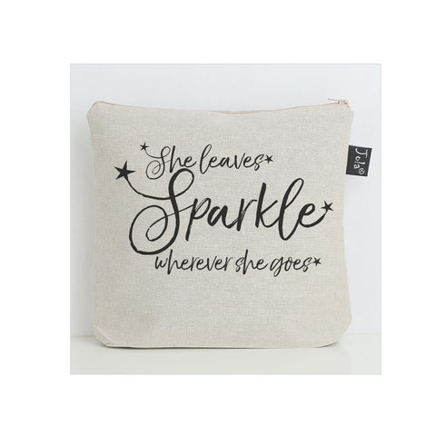 She leaves sparkle stars black wash bag