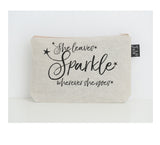 She leaves sparkle stars black small make up bag