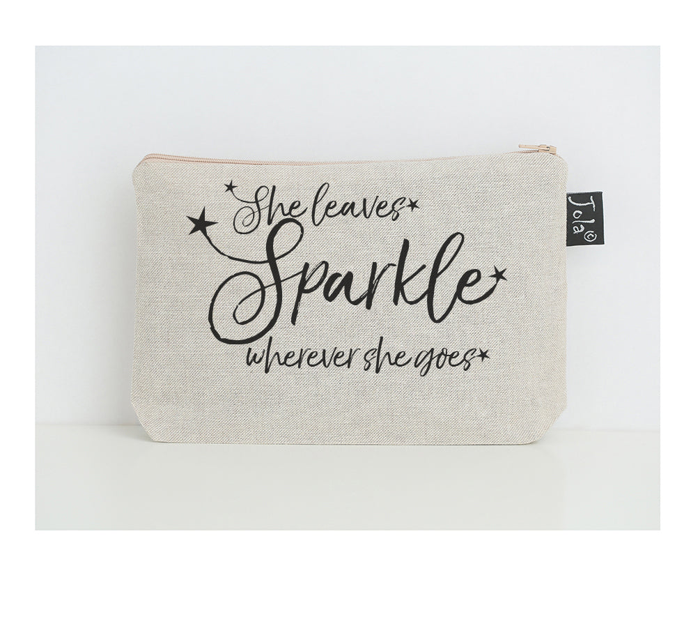She leaves sparkle small make up bag - Jola Designs