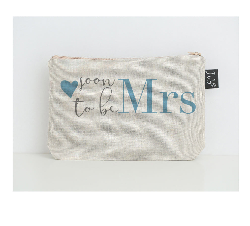 Soon to be Mrs small make up bag blue heart