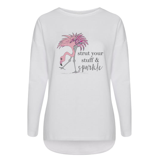 Cotton Sweatshirt Strut your stuff flamingo
