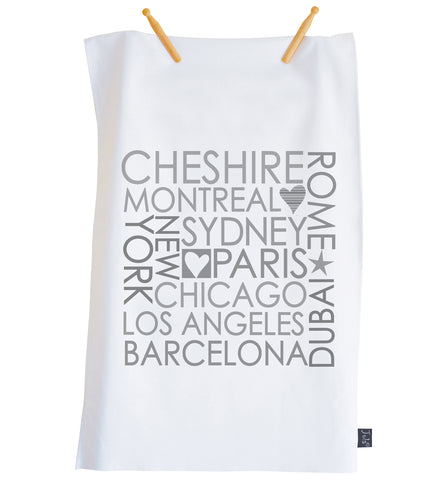 Personalised Block City Tea Towel