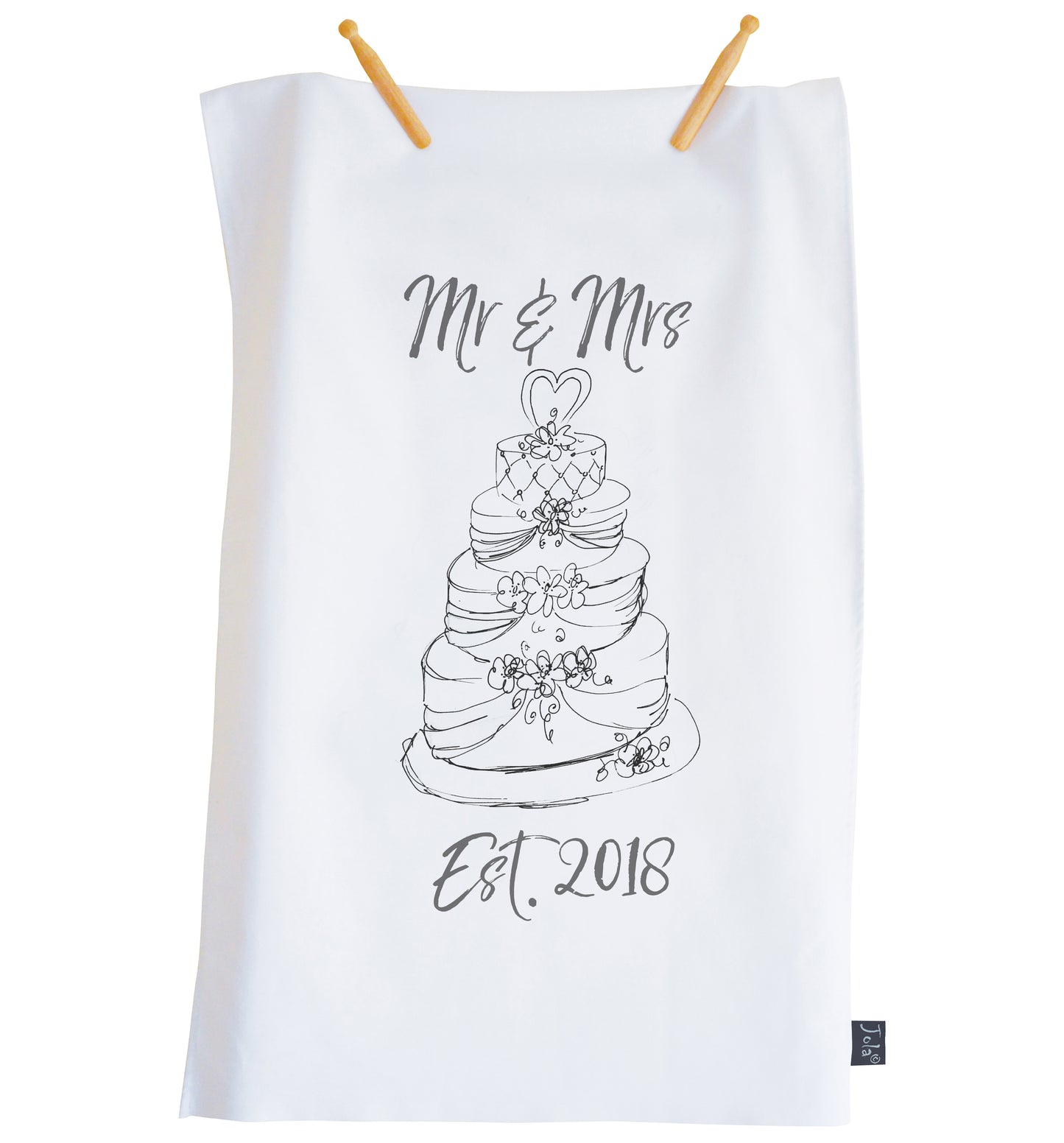 Mr & Mrs Est 2018Wedding cake tea towel