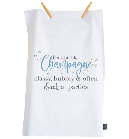 New Champagne Classy, Bubbly Tea Towel