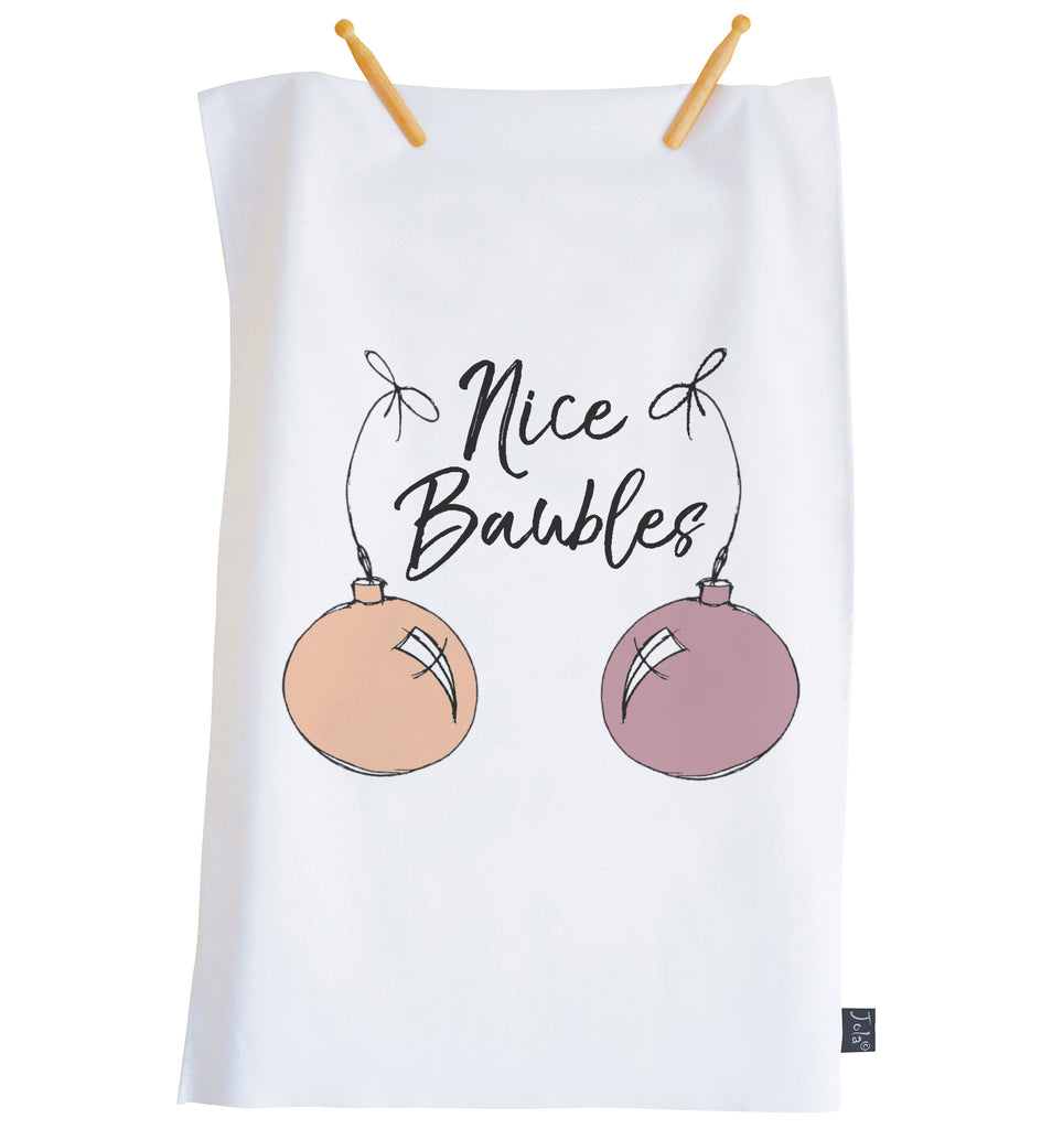 Nice Baubles Christmas Tea Towel