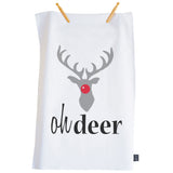 Oh Deer Christmas tea towel