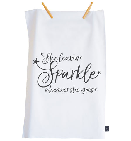 She Leaves Sparkle Tea towel