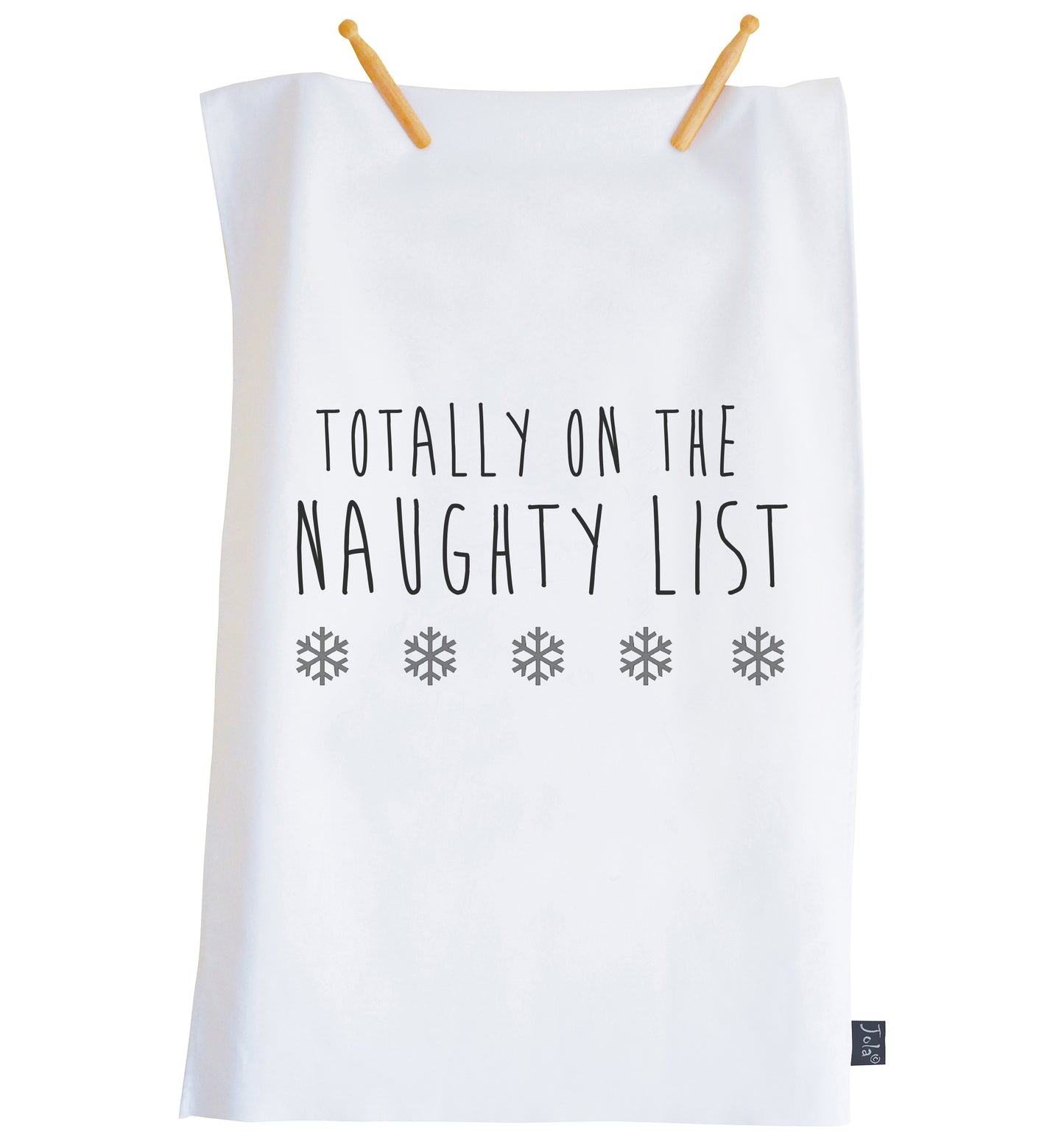 Totally on the Naughty List Christmas tea towel
