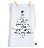 Tree words christmas tea towel