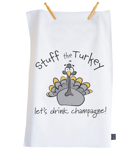 Christmas Turkey Champagne Tea Towel