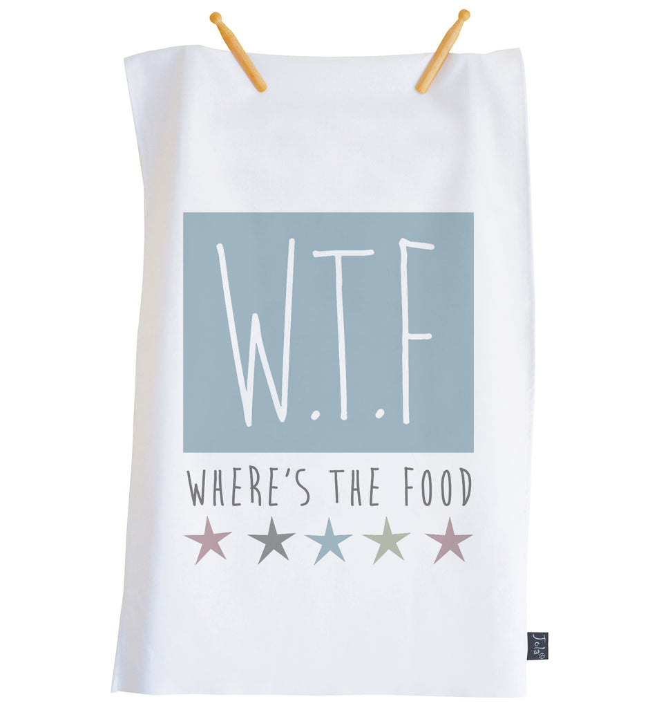 WTF where's the food Tea towel