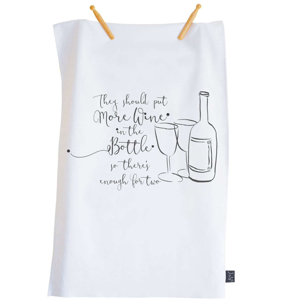Wine for two tea towel