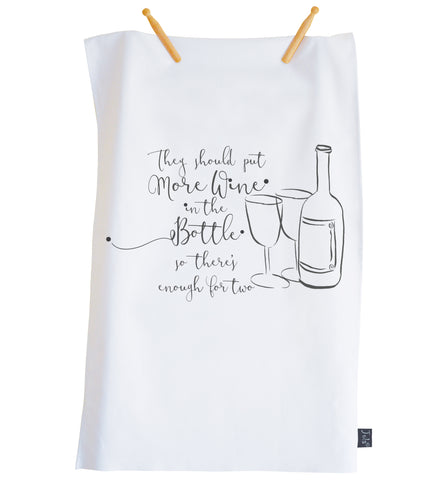 Wine for two tea towel