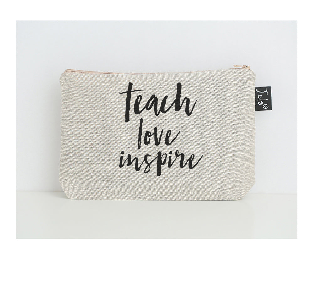 Teach love inspire small make up bag